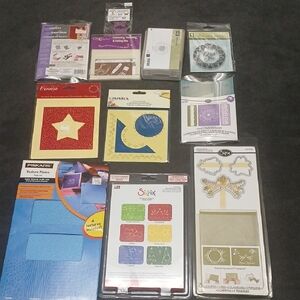 Lot Of 11 Packages Craft Stamping Dies, Embossing Folders, Stamps Ect